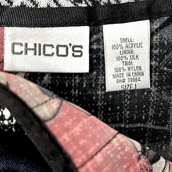 Chico’s Tweed Skirt Size 1 (8) Y2K Lightweight Fringe Trim - Picture 7 of 8